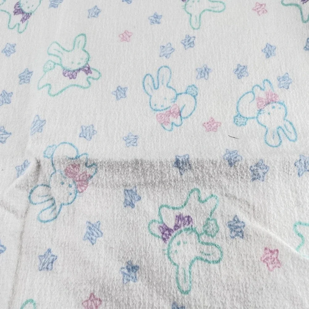 Vtg Baby Receiving Swaddling Blankets Set‎ of 3 Cotton Teddy Bear Bunny USA